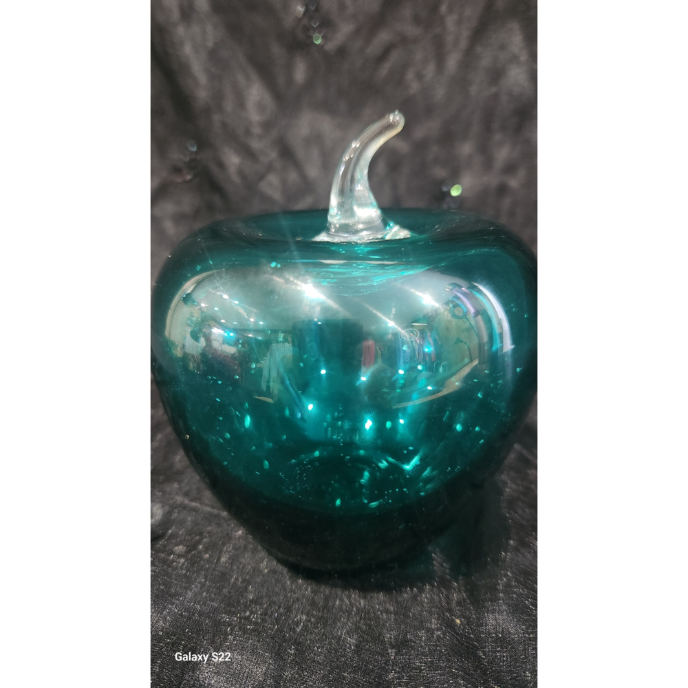 Blenko MCM Glass Apple, Teal,EUC - Picture 6 of 6